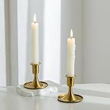 Romadedi Gold Candlestick Candle Holders - Brass Taper Holders Candle Stick for Wedding Table Centerpiece Festive Christmas Mantel Decoration Home Decor, Set of 2