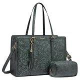 LOVEVOOK Laptop Bag for Women Vintage Leather Laptop Tote 15.6 inch Large Capacity Computer bag with Clutch Purse for Work