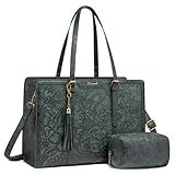 LOVEVOOK Laptop Bag for Women Vintage Leather Laptop Tote 15.6 inch Large Capacity Computer bag with Clutch Purse for Work