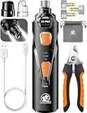 Dog Nail Grinder with 2 LED Lights Powerful 2 Speeds Super Quiet Dog Nail Trimmers with 3 Grinding Wheels Rechargeable Pet Dog Nail Clippers for Large Medium Puppy Dogs Dog Nail File Cat Nail Clipper