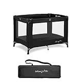 Dream On Me Nest Portable Playard in Black with Carrybag an Shoulder Strap, Lightweight, Packable and Easy Setup Baby Playard, Breathable Mesh Sides and Soft Fabric - Comes with a Removable Padded Mat