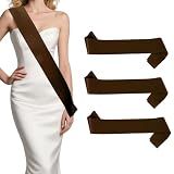 Hiznomgs Brown Sash Boy Scout Sash Personalized Satin 3 Pcs Brown Blank Custom DIY for Homecoming, Senior Sashes Wreath Decor Bachelorette Sashes for Party Decorations