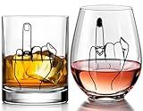 Funny Engagement Gift for Couples – Ring Finger Wine and Whiskey Glass Set – Cool Bridal Shower/Wedding/Bachelorette Gift for Bride and Groom, Newlyweds, Bridal Shower, Just Married,Mr and Mrs