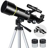 Telescopes, Telescope for Kids and Adults Beginners, 70mm Aperture 400mm Focus Length Refractor Travel Telescope with AZ Mount for Observe The Moon and Landscape