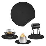 Apipi 47'' Fire Pit Mat Compatible with Solo Stove Bonfire - Fireproof Grill Mat Deck Patio Protector, 3-Layer Reusable Easy to Clean Round BBQ Mat for Outdoor Camping Accessories, Black