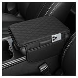 Stacool Upgraded Car Center Console Cover,Microfiber Leather Car Armrest Cover Cushion with 2 Storage Bags,Car Armrest Storage Box Interior Accessories for Most Vehicles (Black)