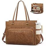 LOVEVOOK Embossed PU Leather Laptop Bag for Women Work Purse Teacher Tote