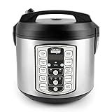 Aroma Housewares Professional Plus ARC-5000SB 20 Cup (Cooked) Digital Rice Cooker, Food Steamer, Slow Cooker, Stainless Exterior/Nonstick Pot, Silver, Black, 10-cup uncooked/20-cup cooked/4QT