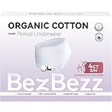BezBezz Organic Disposable Period Underwear for Women S/M, Postpartum Panties, Heavy Flow Leak Proof Overnight Pads Diaper, Ultra Soft Keep Dry Fresh, Control Odor, Unscented for Sensitive Skin