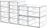 caktraie Makeup Organizer Storage With 16 Drawers, 4 Pcs Desktop Office Supplies, Desk Organizers, Clear Accessories, Dustproof Storage Drawer and for Make Up, Jewelry, Pen, Stationary