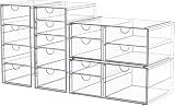 caktraie 4-Pack Acrylic 16-Drawer Storage & Makeup Organizer for Desk