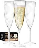 Walee Koky Plastic Champagne Flutes, 36 PCS Clear Disposable Wine Glasses Reusable Plastic Cocktail Cups for Home Daily Life Party Birthday Wedding Toasting Drinking Champagne(6 oz)