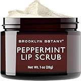Brooklyn Botany Lip Scrub Exfoliator 1 oz – Lip Moisturizer for Dry Lips and Chapped Lips – Gentle Lip Exfoliator for Smooth and Brighter Lips – Peppermint Flavor