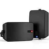 ZYUWM 400W AC-Powered Outdoor Bluetooth Speakers | Wireless Sync 100+ Speakers | IPX5 Waterproof Wall Mount | for Party, Patio, Porch, Garage (Pair, Black)