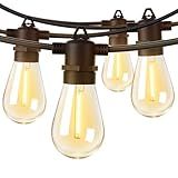 addlon 50FT LED Outdoor String Lights with Edison Shatterproof Bulbs, Weatherproof Strand, Commercial Grade Patio Lights, Decorative for Garden or Patio, Black