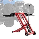 EROMMY 500LB Hydraulic Mower Lift for 40-47.6" Axle, 24" Lawn Tractor Jack with 3-Height Adjustment, Zero Turn Mower Lift for Maintenance & Repair, Red