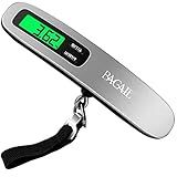 BAGAIL Digital Luggage Scale,110lbs Hanging Baggage Scale with Backlit LCD Display,Portable Suitcase Weighing Scale,Travel Luggage Weight Scale with Hook,Strong Straps for Travelers(Silver)