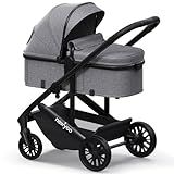 newyoo Infant Stroller with Bassinet Mode, Nestro 516M, Convertible Infant Strollers w Reversible Seat & Cup Holder, 2-in-1 Rear-Facing Pram from Newborn to Toddler, Gray