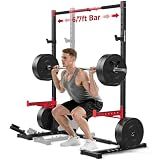 FLYBIRD SR1 Squat Rack with Pull-Up Bar, Multi-Functional Power Rack for Home Gym, 22 Safety Position Height & Adjustable Width for 6/7ft Barbells, Includes Extended J-Hooks & Landmine Attachment