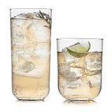 Libbey Polaris Tumbler and Rocks, Axis Glass Cups Set of 16, Elegant Mixed Drinking Glasses with Modern Clean Lines, Dishwasher Safe Glassware Set