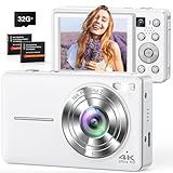 4K Digital Camera, 64MP Autofocus Point and Shoot Camera with Front & Rear Camera, Flash, 16X Zoom, 32GB Card, 2 Batteries, Compact Vlogging Camera for Teens & Beginners