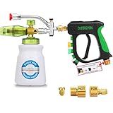 DUSICHIN Pressure Washer Gun Foam Cannon Dual Connector Shift Valve, Car Wash Foam Cannon Kit 1/4 Inch Quick Connector 5 Pressure Washer Nozzle Tips Build-in Design Work with A Pressure Washer DUS2703