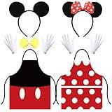 Couple Cosplay Costume Mouse Ears Headband Gloves Apron and Bow Tie for Halloween Theme Party Adult Double Mouse Costume