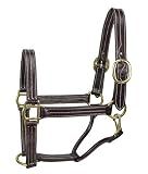 Derby Originals Bristol Triple Stitched Premium Leather Horse Halter with Throat Snap for Easy Taking Off for Stables (Warmblood/Oversize, Dark Brown)