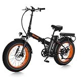 NARRAK Fat Tire Folding Electric Bike, 48V & 624Wh Lithium Removable Battery, Peak 1100W Brushless Motor, Max Speed 28Mph, M5 Large LCD Display, Suspension, Step-Over/Thru Frame (Step-Over Orange)