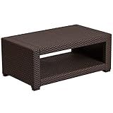 Flash Furniture Seneca Indoor/Outdoor Chocolate Brown Faux Rattan Coffee Table with Open Storage