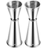 Briout 2Pcs Double Cocktail Jigger for Bartending, 2OZ & 1OZ, Rolled Edge