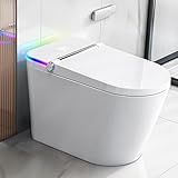 Tankless Smart Toilet with Bidet Built In, Heated Seat, Warm Water and Dry, Bidet Toilet with Foot Sensor and Night Light, Auto Flush, Auto Open/Close Lid, Wireless Remote, 1000g MAP Flush, 1.08GPF