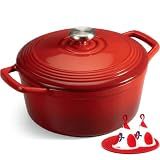 Overmont Enameled Cast Iron Dutch Oven - 5.5QT Pot with Lid Cookbook