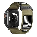 Rugged Nylon for Apple Watch Ultra 2 Band 49mm iWatch Bands 46mm 45mm 44mm 42mm Men,Soft Woven Adjustable Stars-Stripes Flag Wristbands Strap for Apple Watch Ultra Series 10/9/8/7/6/5/4/3/SE/Ultra2