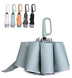 QWB TUMAAOTU Inverted Umbrella with Carabiner Handle, Compact Wind Proof Umbrellas For Rain and Sun Protection, Portable Reverse Folding Umbrella, Car Umbrella for Women Men, 10 Ribs (green)