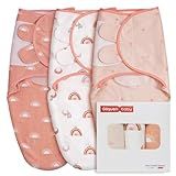 GLLQUEN BABY 3-Pack Organic Baby Swaddle Sleep Sacks for Newborn - Baby Swaddles 0-3 Months, Newborn Swaddling Sack, Rainbow & Sun, Infant Swaddle Blanket Wrap (Small/Medium)