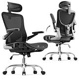 marrap Ergonomic Office Chair, Mesh Seat Cushion with 3D Armrests and 3D Headrest, Adjustable Lumbar Support with 90-120° Rocking Function, SGS Class 4 Gas Clylinder, Black
