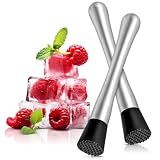2 Pcs Bar Muddler for Cocktails, 8 Inch Size, Stainless Steel and Nylon