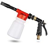 Car Wash Foam Gun, Car Wash Sprayer with Adjustable Foam Dial Foam Nozzle, Foam Cannon Attachs to Any Garden Hose, Durable 5/8" and 3/4" Brass Joint Soap Gun for Home Garden Use