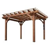 Backyard Discovery Beaumont 12' x 10' Traditional Cedar Wood Pergola Kit with Trellis Roof, All-Season Durability, High-Wind Rating, PowerPort, Shade for Outdoor Patio, Deck, Garden, and Entertaining