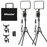 UBeesize 2-Pack LED Video Light Kit with Tripod Stand & Phone Holder