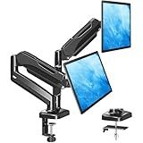 MOUNTUP Dual Monitor Stand for Desk, Pneumatic Monitor Arms for 2 Monitors Max 32 Inches, Height Adjustable Double Monitor Mount, VESA Mounts with C-Clamp & Grommet Base, Holds 4.4-17.6lbs, Black