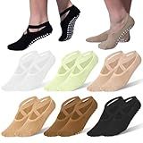 Tergy 6 Pairs Yoga Socks with Grip for Women Anti Skid Gripper No Slip Socks for Pilates, Barre, Dance,Yoga (US, Alpha (Alpha), One Size, Regular, 6 Pairs Mixed)