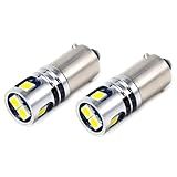 PHINLION 500LM Super Bright 3030 5-SMD 12V 24V BA9 BA9S 53 57 1889 1891 1895 64111 T4W LED Car Light Bulb for Interior Map Reading Dome Glove Box Instrument Panel Lights, 6000K Xenon White