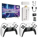 2026 New Upgraded Wireless Retro Gaming Console, 23 Emulators and 40000+Games, Plug and Play 4K HDMI TV Game Stick, with Dual 2.4G Wireless Controllers, Suitable for friends' gatherings and parent-child interactions (128G)