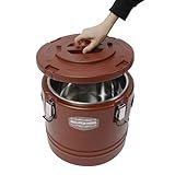 JAYEUW 20 Quart Insulated Soup Container Commercial Food Warmer Container for Hot & Cold Food, Stainless Steel Insulated Ice Bucket with Lid (20Qt Brown)