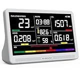16 in 1 Air Quality Monitor Indoor 7" Large Display 9 AQI+7 Alerts, CO2 Monitor Air Quality Tester for CO2, TVOC, PM2.5 PM1.0 PM10, HCHO Temperature Humidity AQI & Time Air Quality Meter for Home