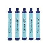 LifeStraw Personal Water Filter for Hiking, Camping, Travel, and Emergency Preparedness, 5 Pack, Blue
