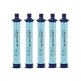 LifeStraw Personal Water Filter for Hiking, Camping, Travel, and Emergency Preparedness, 5 Pack, Blue