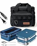 FanFanOK Electric Lunch Box Food Heater 80W Heated LunchBoxes for Adults Work/Car/Truck/Home, 1.8L Portable Food Warmer Heating Lunchbox with Insulated Lunch Bag 12V 24V 110V
